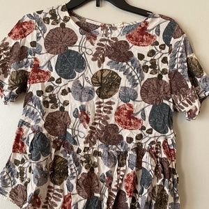 Floral Linen Peplum Top